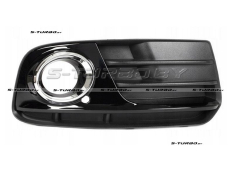 Решетка в бампер (правая) с отв. под противотуманку, глянцевая, с хромом