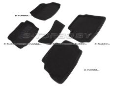 Коврики 3D модельные ворсовые в салон, черные (овальный крепеж)