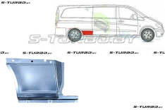 Крыло заднее (правое) нижняя часть, перед колесом (версия с сдвижной дверью) с отв. под молдинг, с частью порога, maxi длинная база, заводской штамп
