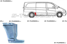Крыло заднее (правое) нижняя часть, перед колесом (версия с сдвижной дверью) с отв. под молдинг, с частью порога, короткая  / длинная база, заводской штамп