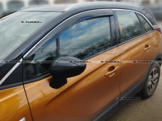 Дефлекторы окон (ветровики) клеящиеся, хром молдинг, 2 шт