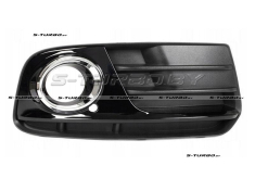 Решетка в бампер (правая) с отв. под противотуманку, глянцевая, с хромом