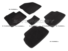 Коврики 3D модельные ворсовые в салон, черные (5 мест)