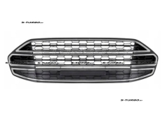 Решетка в бампер (центральная) черная, с хромом