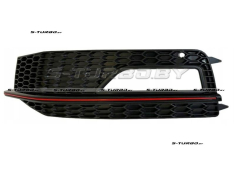 Решетка в бампер (левая) с отв. под противотуманку, с красным молдингом, для версии s-line