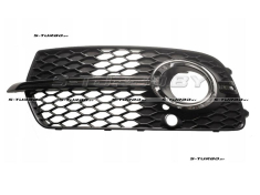 Решетка в бампер (левая) с отв. под противотуманку, с отв. под парктроник, с хромом, для версии s-line