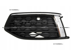 Решетка в бампер (левая) с отв. под парктроник, с хромом