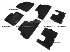 Коврики 3D модельные ворсовые в салон, черные (7 мест)