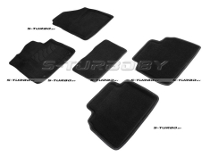Коврики 3D модельные ворсовые в салон, черные (длинная база)
