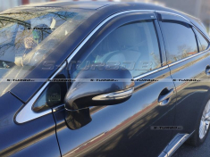 Дефлекторы окон (ветровики) клеящиеся, хром молдинг, 4 шт