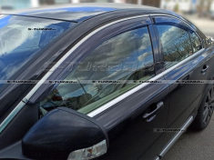 Дефлекторы окон (ветровики) клеящиеся, хром молдинг, 4 шт