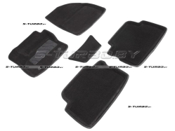 Коврики 3D модельные ворсовые в салон, черные (круглый крепеж)