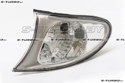 Указатель поворота (левый) белый, хром ободок