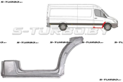 Арка передняя, задняя часть, под дверь (правая) + порог + часть стойки (до первого загиба) заводской штамп