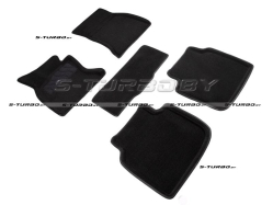Коврики 3D модельные ворсовые в салон, черные (long)