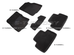 Коврики 3D модельные ворсовые в салон, черные (Российская сборка)
