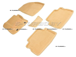 Коврики 3D модельные ворсовые в салон, бежевые (овальный крепеж)