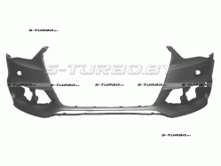 Бампер передний (грунтованный) без отв. под парктроники, с отв. под омыватели, для S-LINE