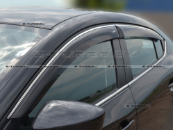 Дефлекторы окон (ветровики) клеящиеся, хром молдинг, 4 шт