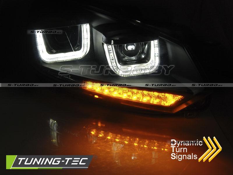 Передние фары U-TYPE BLACK DRL SEQ LED INDICATOR