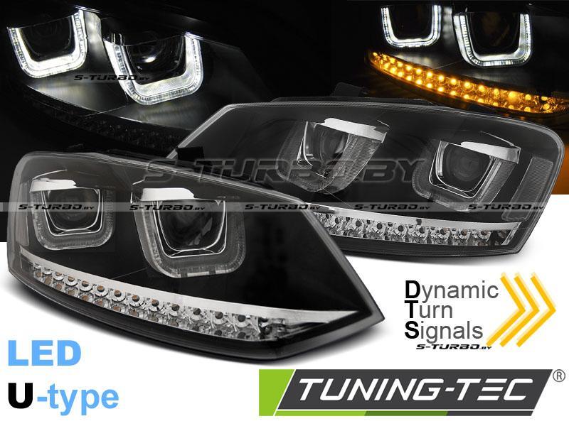 Передние фары U-TYPE LED SEQ BLACK, EURO-TYPE