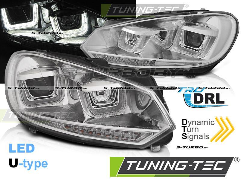 Передние фары U-TYPE CHROME DRL SEQ LED INDICATOR
