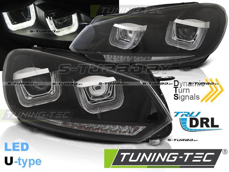 Передние фары U-TYPE BLACK DRL SEQ LED INDICATOR