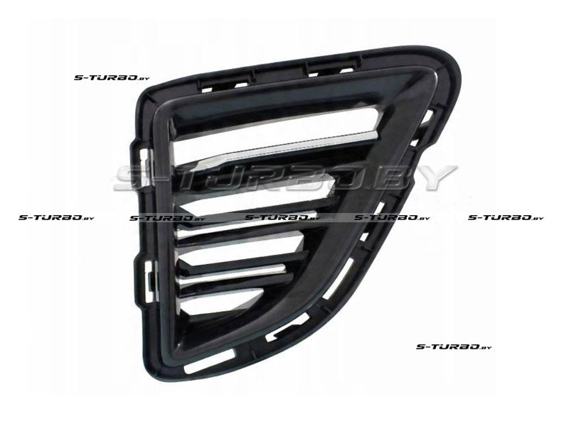 Решетка в бампер (правая) боковая, с хромом, с отв. под led, для версии ss