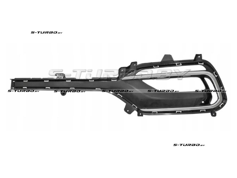 Решетка в бампер (левая) с хромом, с отв. под противотуманку, usa-type, 2016-2018