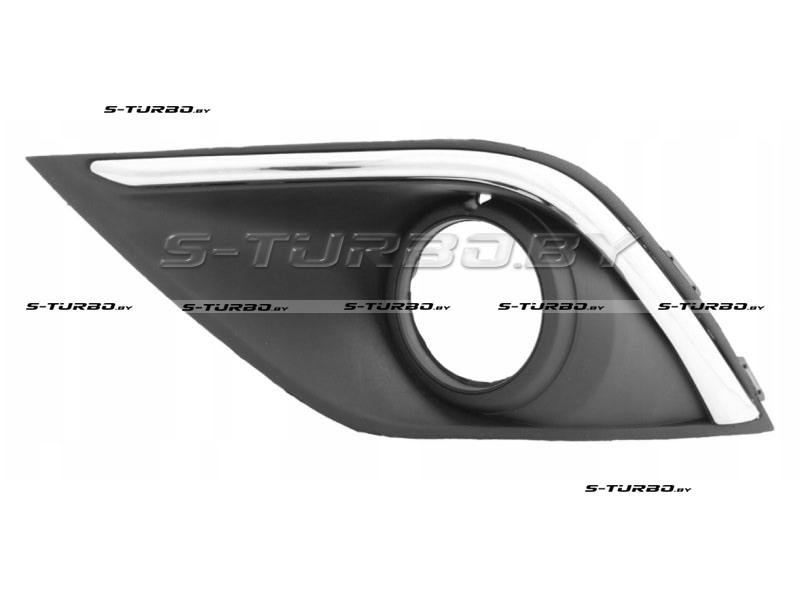 Решетка в бампер (левая) с отв. под противотуманку, с хромом
