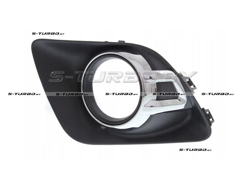 Решетка в бампер (левая) с отв. под противотуманку, с хром. накладкой