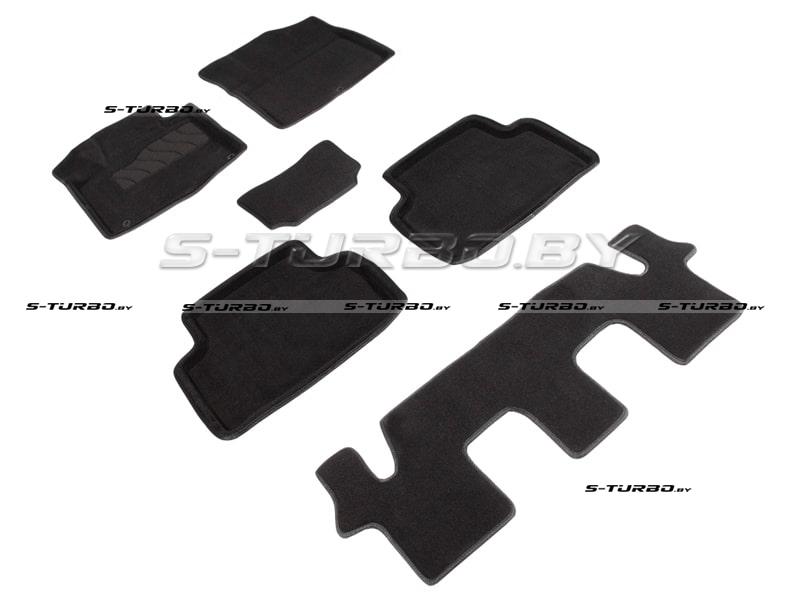 Коврики 3D модельные ворсовые в салон, черные (7 мест)