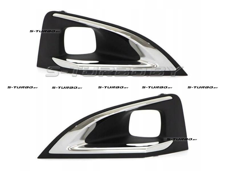 Решетки в бампер (левая+правая) с отв. под противотуманку, с хром. накладкой, верхние