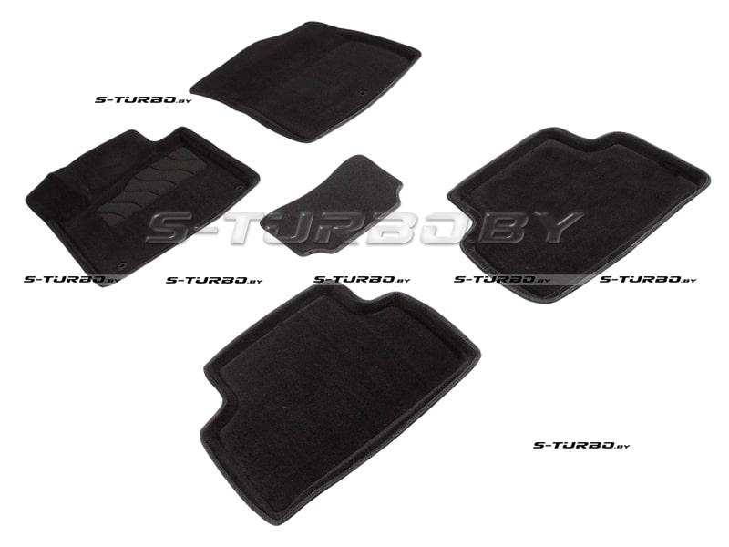 Коврики 3D модельные ворсовые в салон, черные (5 мест)